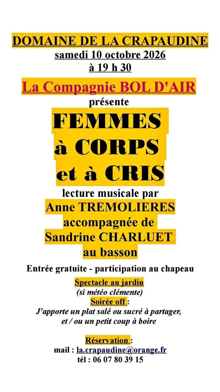 Image 1 : Lecture musicale Femmes à corps et à cris background