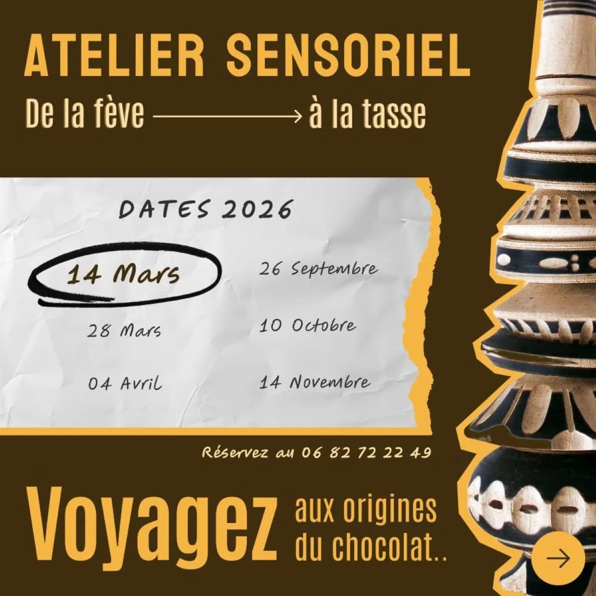 Image 1 : Atelier sensoriel "Chocolat maya, de la fève à la tasse" - Bligny-sur-Ouche background