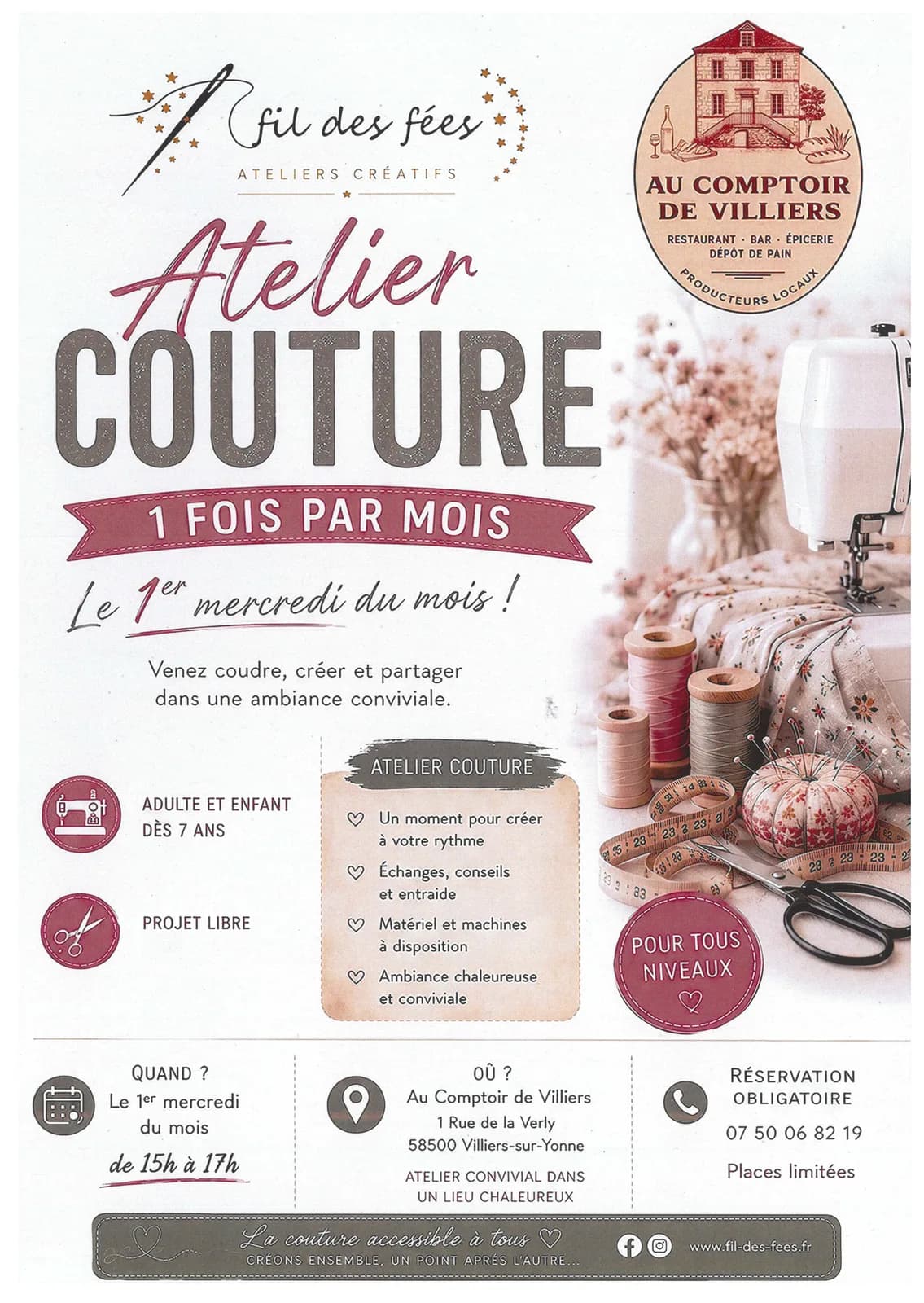 Image 1 : Fil des Fées : Atelier couture background