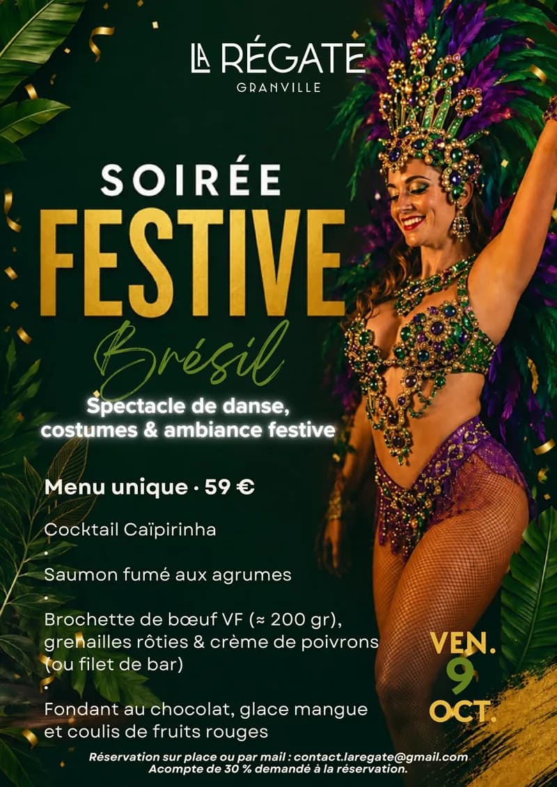 Image 1 : Soirée spectacle Brésil au restaurant la Régate background