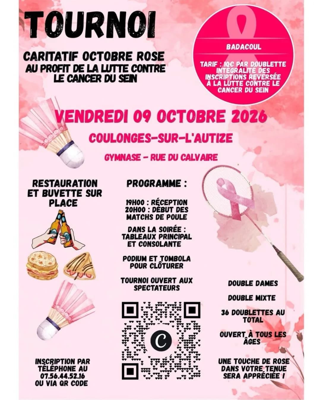 Image 1 : Tournoi de badminton caritatif en faveur d'Octobre Rose background