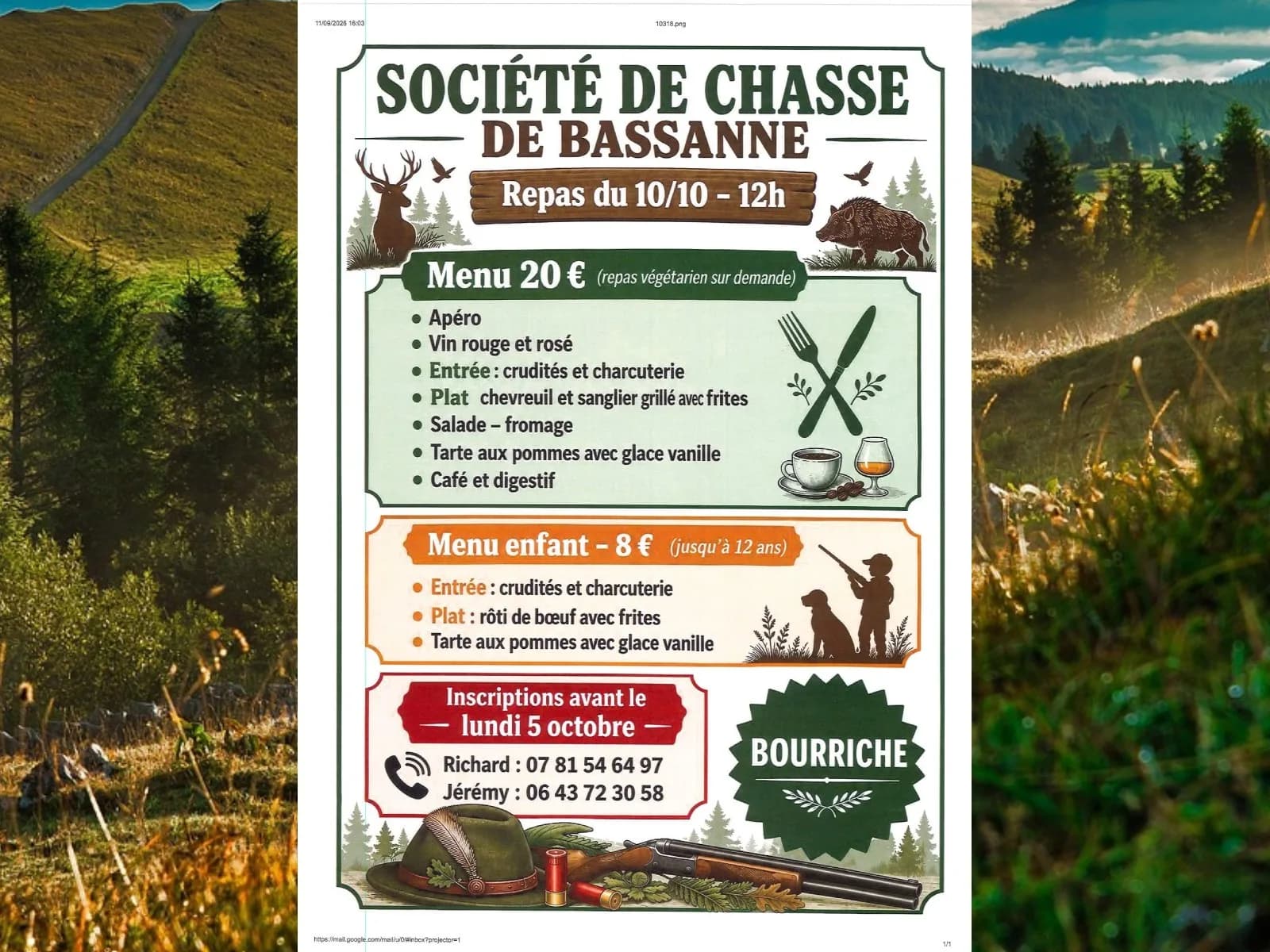 Image 1 : Repas de la société de chasse de Bassanne background