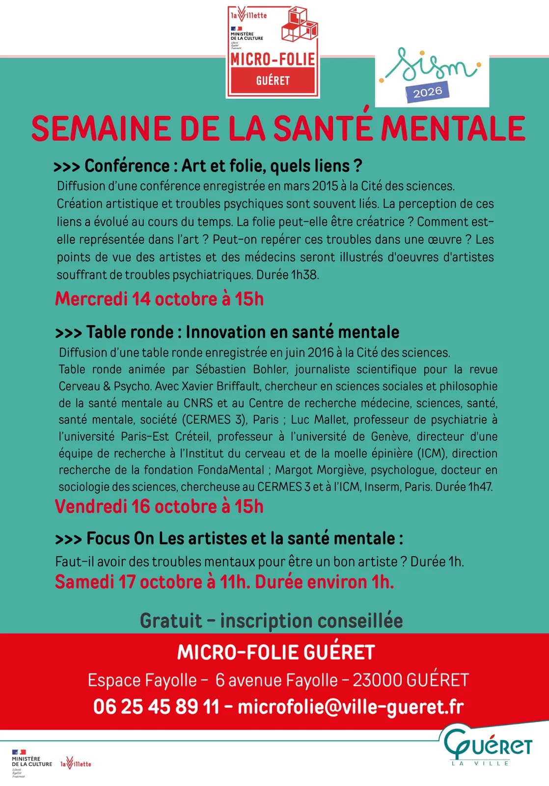 Image 1 : Semaine de la santé mentale : diffusion de la conférence Art et folie, quels liens ? background