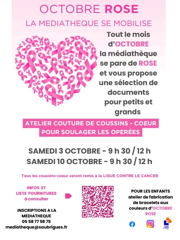 Image 1 : Octobre Rose à la Médiathèque Saubrigues background