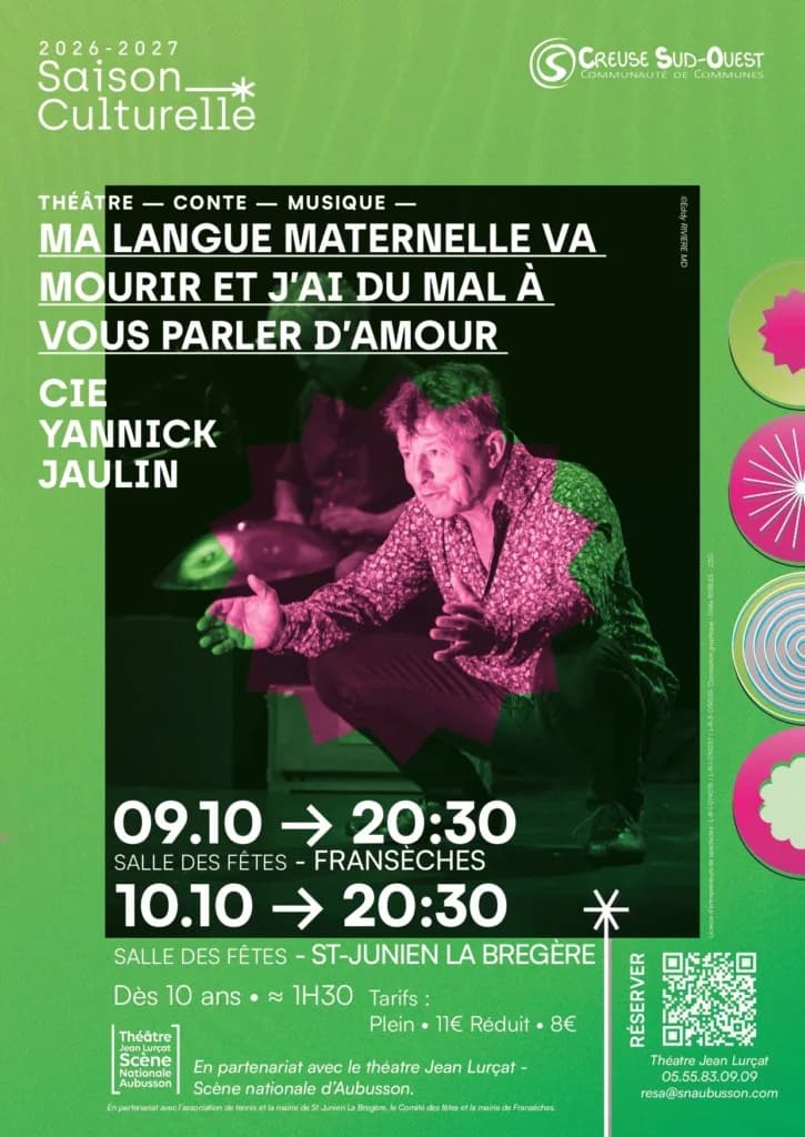 Image 1 : Saison culturelle Creuse Sud Ouest : Ma langue maternelle va mourir et j'ai du mal à vous parler d'amour - Cie Yannick Jaulin background