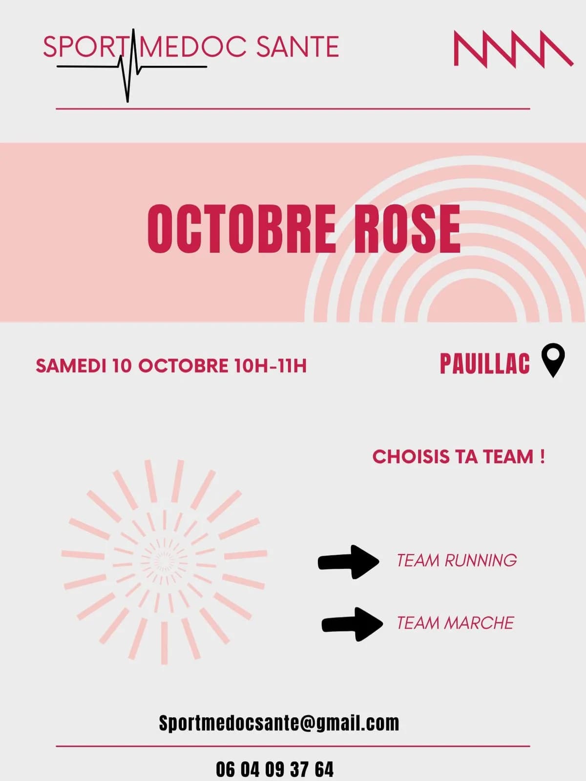 Image 1 : Octobre Rose 2026 : Bougeons ensemble avec Sport Médoc Santé background