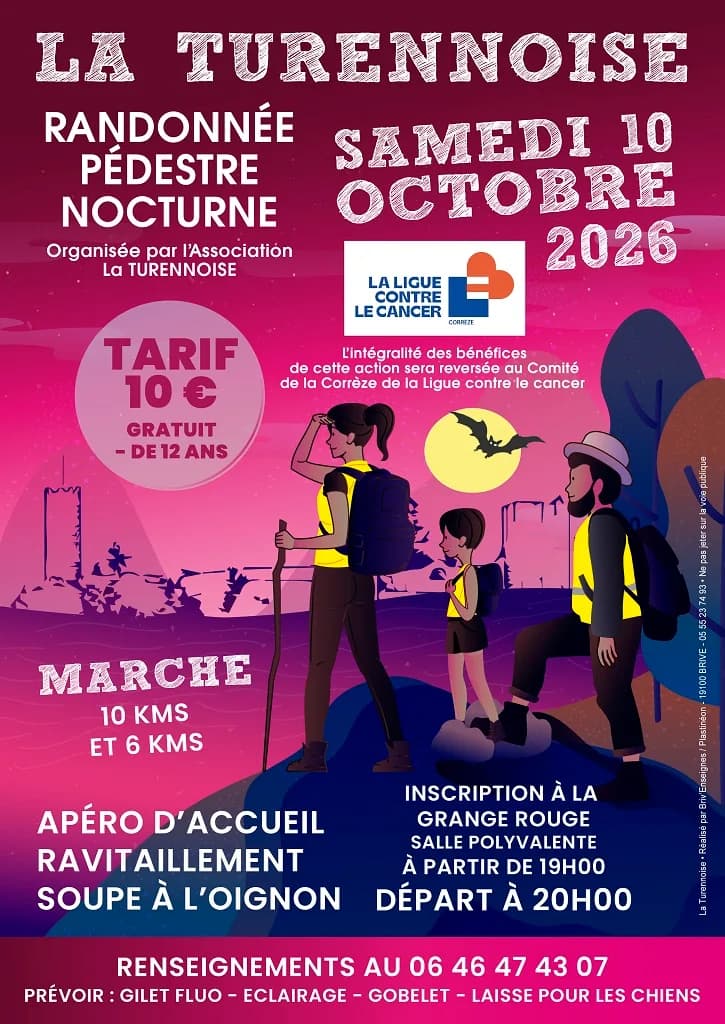 Image 1 : Octobre Rose : Randonnée pédestre nocturne La Turennoise background