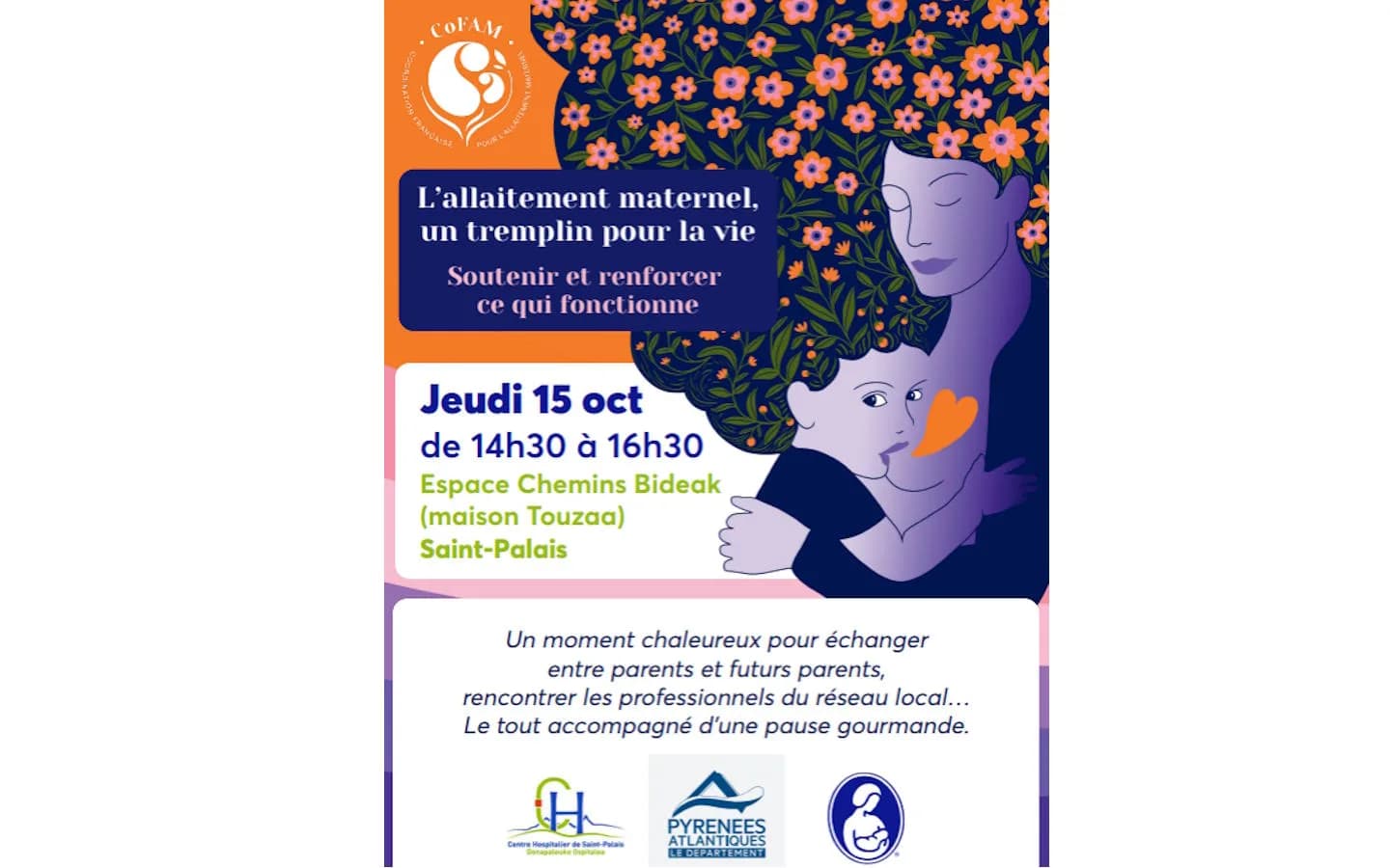 Image 1 : Semaine Mondiale de l'Allaitement Maternel 2026 : moment d'échange entre parents et futurs parents background