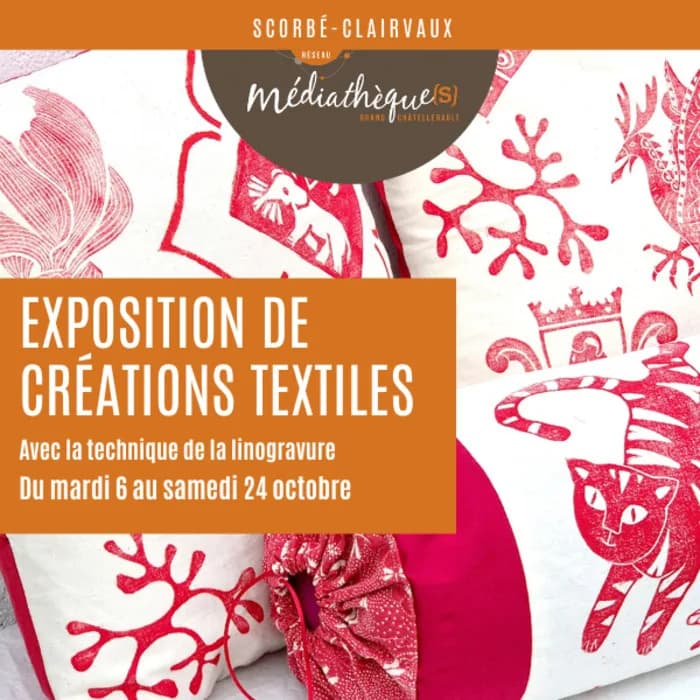 Image 1 : Créations textiles et linogravure : exposition background