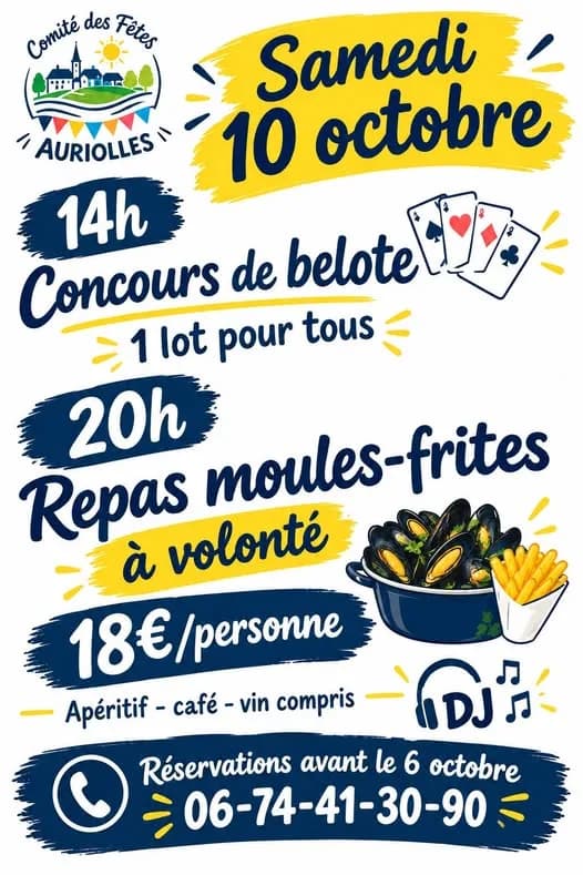 Image 2 : Concours de belote et repas moules-frites par le Comité des fêtes background