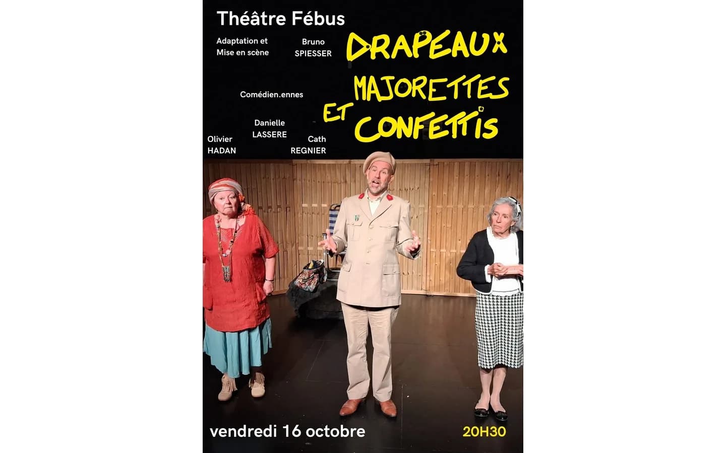 Image 1 : Scène Théâtrale - Drapeaux, majorettes et confettis par le Théâtre Fébus background