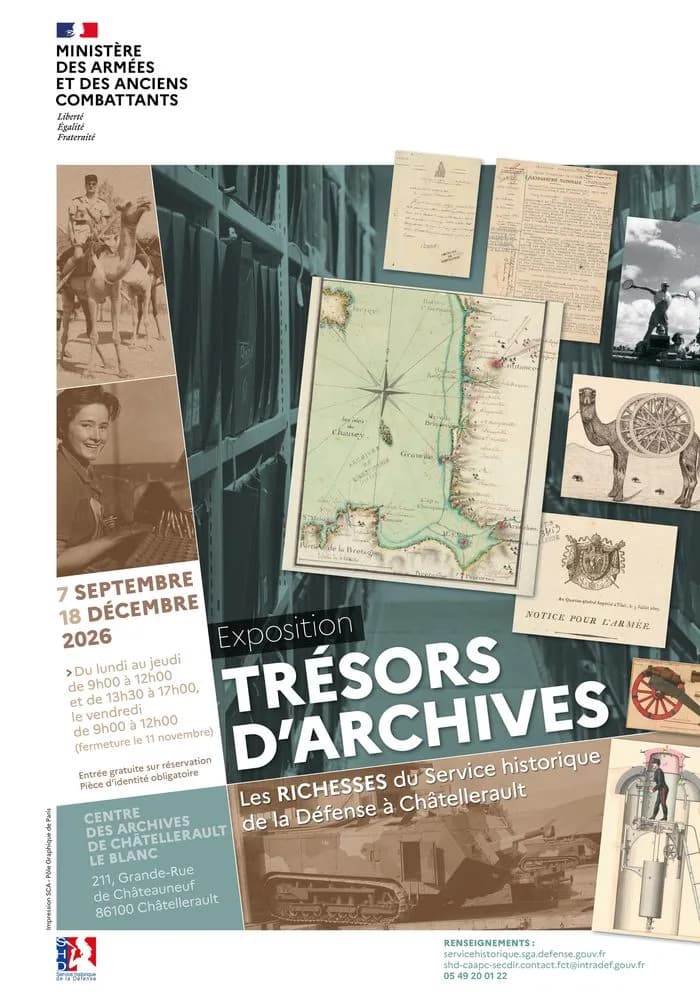Image 1 : Exposition Trésors d'archives. Les richesses du Service historique de la Défense à Châtellerault background