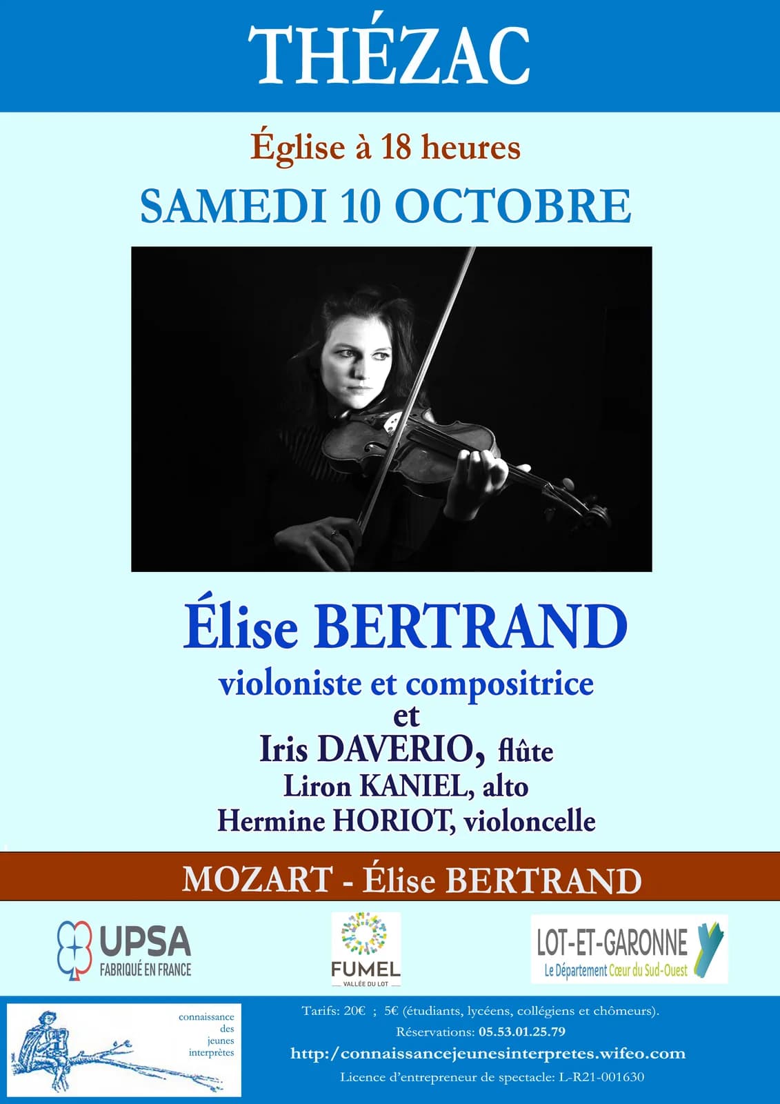 Image 1 : Concert de Violon à Thézac - Elise Bertrand background