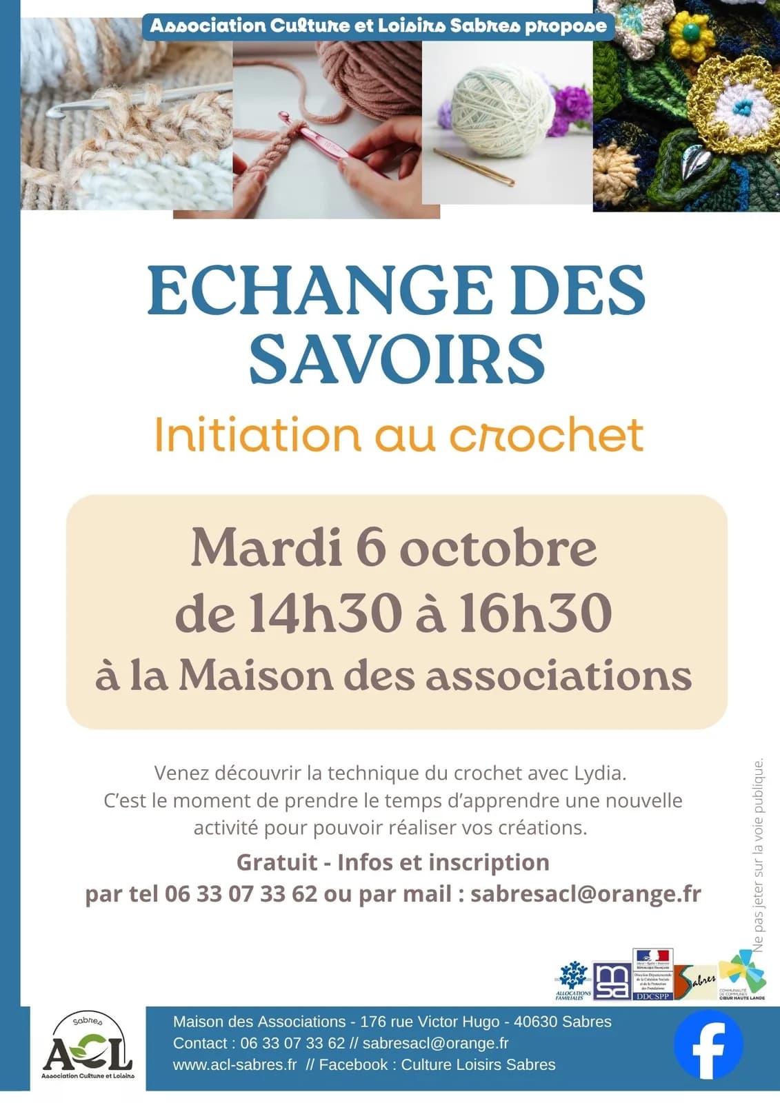 Image 1 : Echange des savoirs : initiation au crochet background