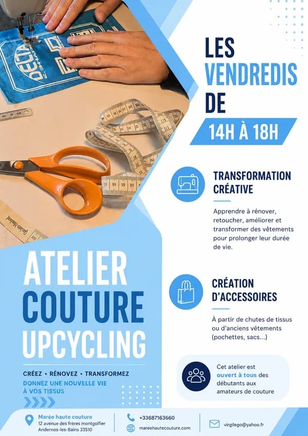 Image 1 : Atelier couture avec Marée Haute Couture background