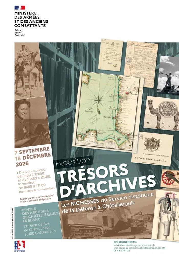 Image 1 : Visite commentée de l'exposition Trésors d'archives. Les richesses du Service historique de la défense à Châtellerault background