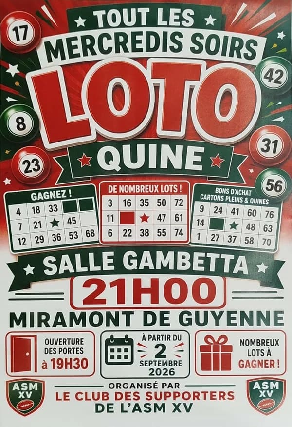 Image 1 : Loto du club des supporters de l'ASM XV background