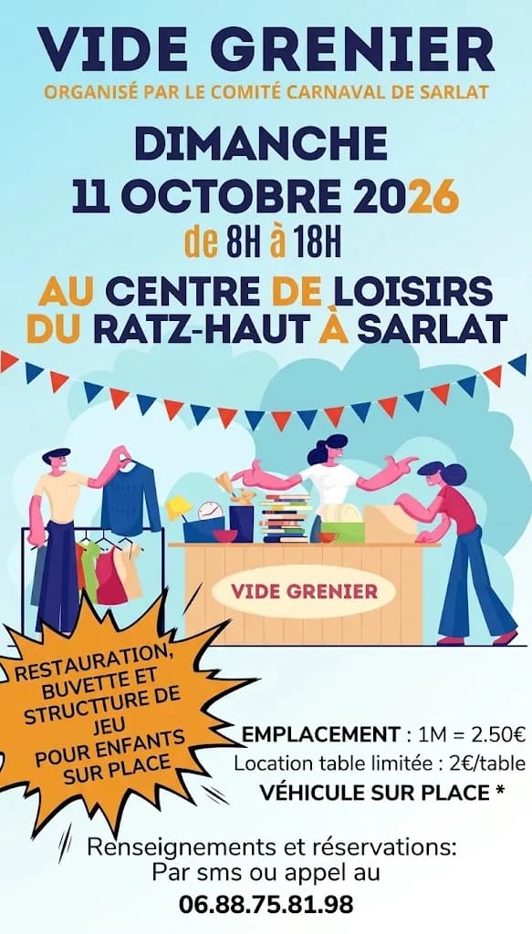 Image 1 : Vide Grenier au Centre de Loisirs du Ratz-Haut à Sarlat background