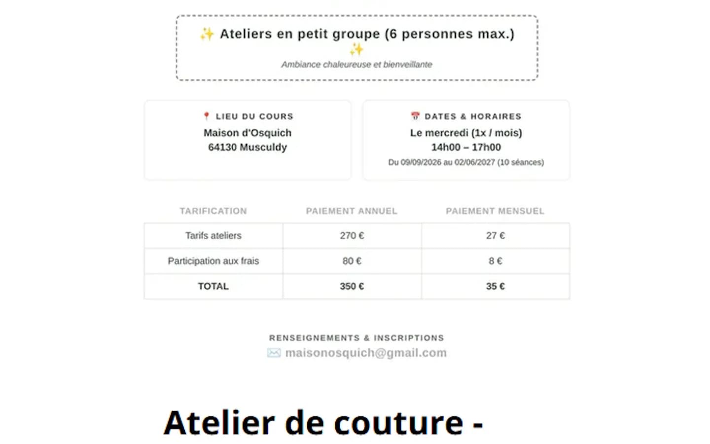 Image 1 : Atelier couture background