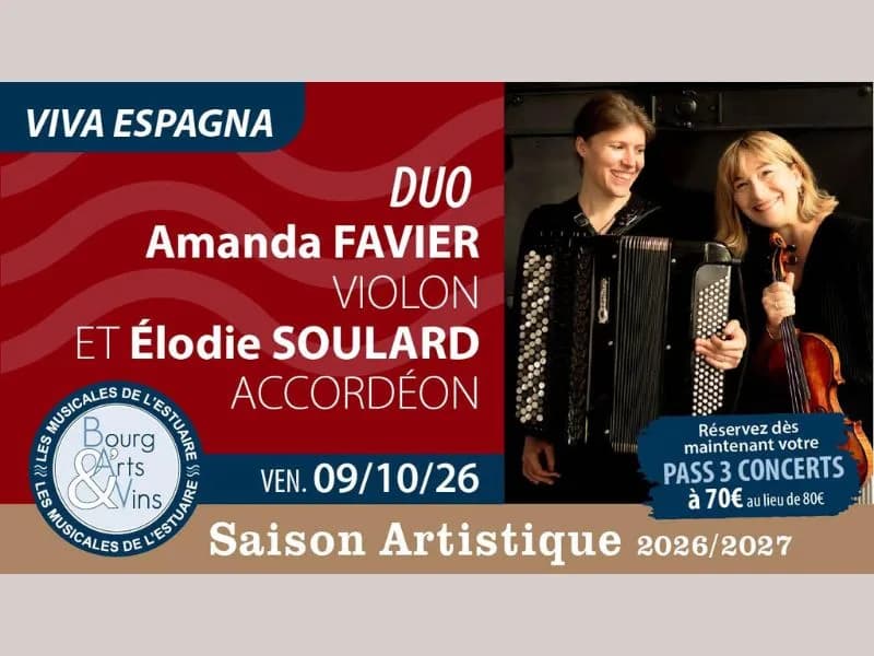 Image 1 : Concert de Bourg Arts et Vins : Amanda FAVIER, violon et Elodie SOULARD, accordéon background