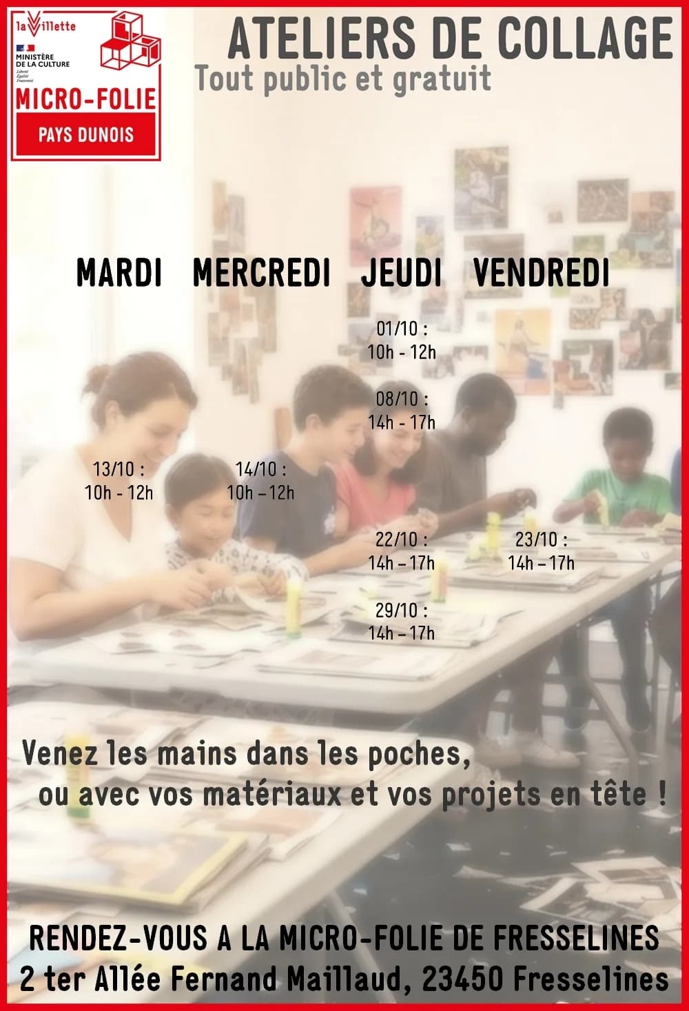 Image 1 : Atelier collage à la Micro Folie du Pays Dunois background