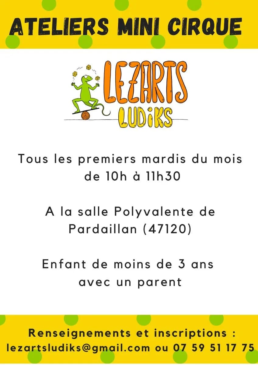 Image 3 : Atelier de cirque avec Lezarts Ludiks pour les moins de 3 ans background
