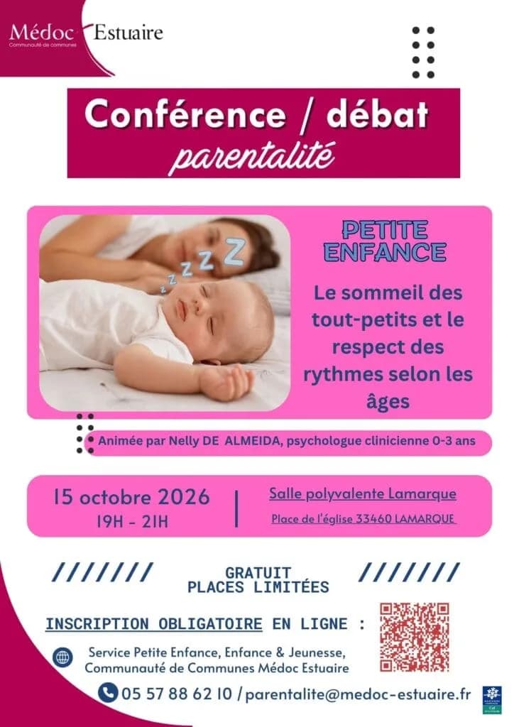 Image 1 : Conférence parentalité CDC Médoc Estuaire : Sommeil des tout-petits et rythmes background