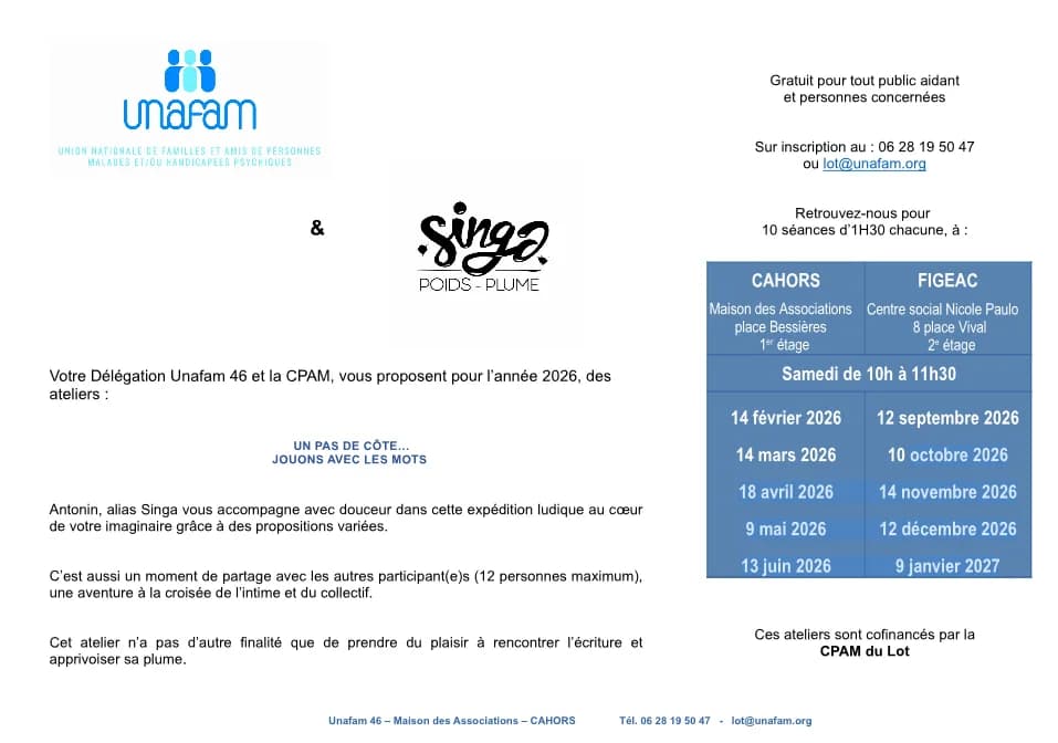 Image 1 : Atelier d'Ecriture à Figeac : un pas de côté... jouons avec les mots ! background
