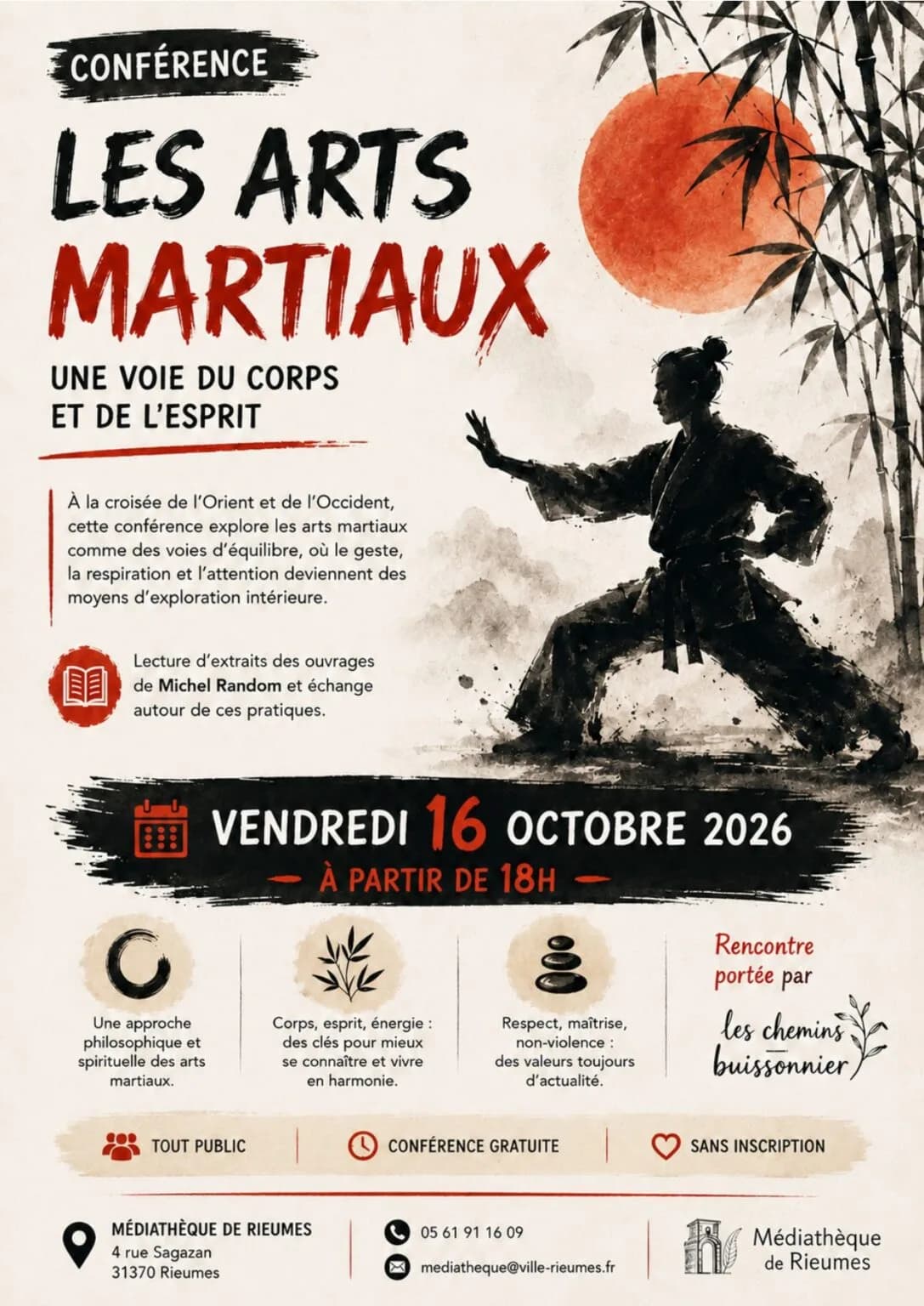 Image 1 : MÉDIATHÈQUE – CONFÉRENCE : LES ARTS MARTIAUX – UNE VOIE DU CORPS ET DE L'ESPRIT background