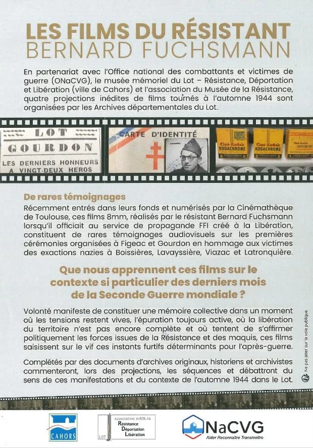 Image 2 : Projection : Les films du résistant Bernard Fuchsmann à Bagnac-sur-Célé background