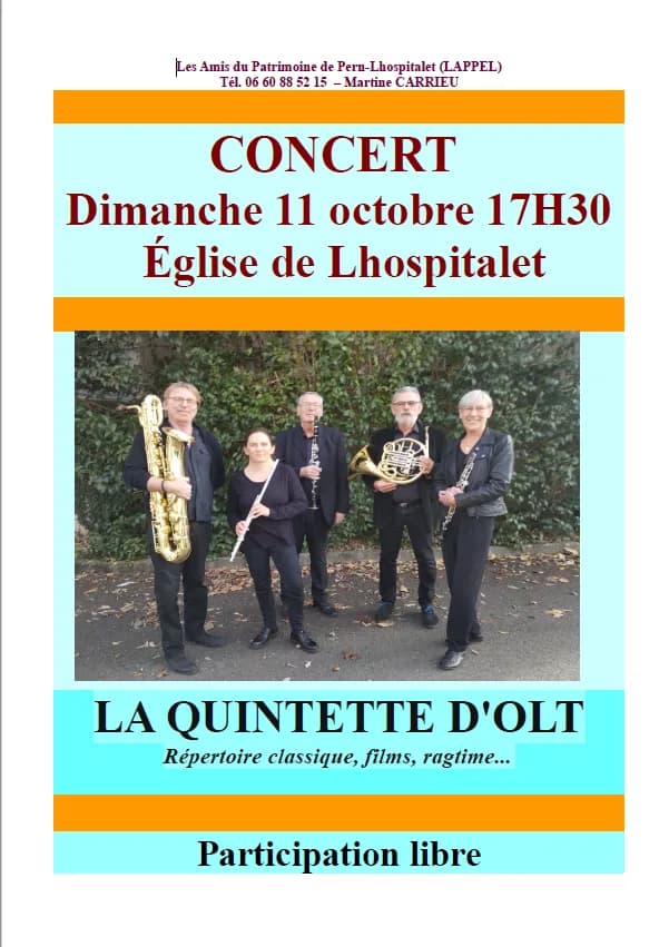 Image 1 : Concert en l'église de Lhospitalet : Le Quintette d'Olt background