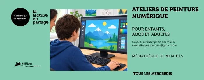 Image 1 : Atelier Peinture Numérique pour enfants à la médiathèque de Mercuès background