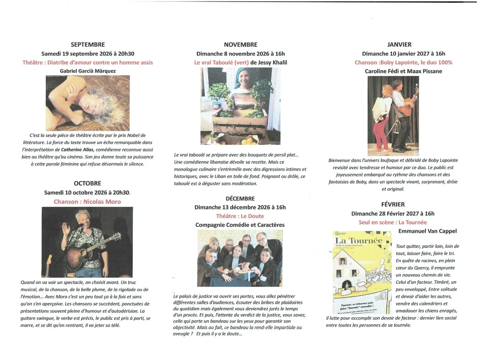 Image 2 : Programme des spectacles : "Vivre à Bélaye" background