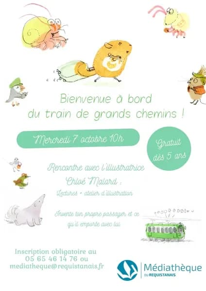Image 1 : Bienvenue à bord du Train de grands chemins ! » – Lecture et atelier créatif avec Chloé Malard - Médiathèque background