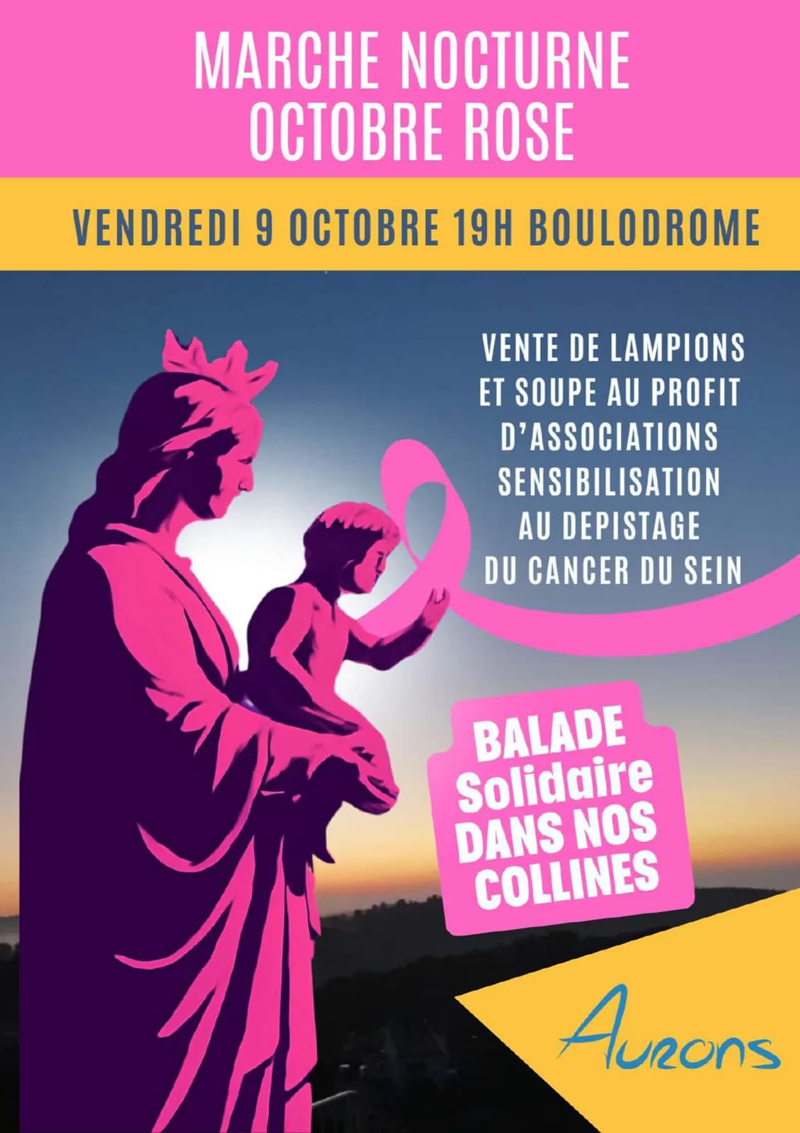 Image 1 : Marche nocturne octobre rose background