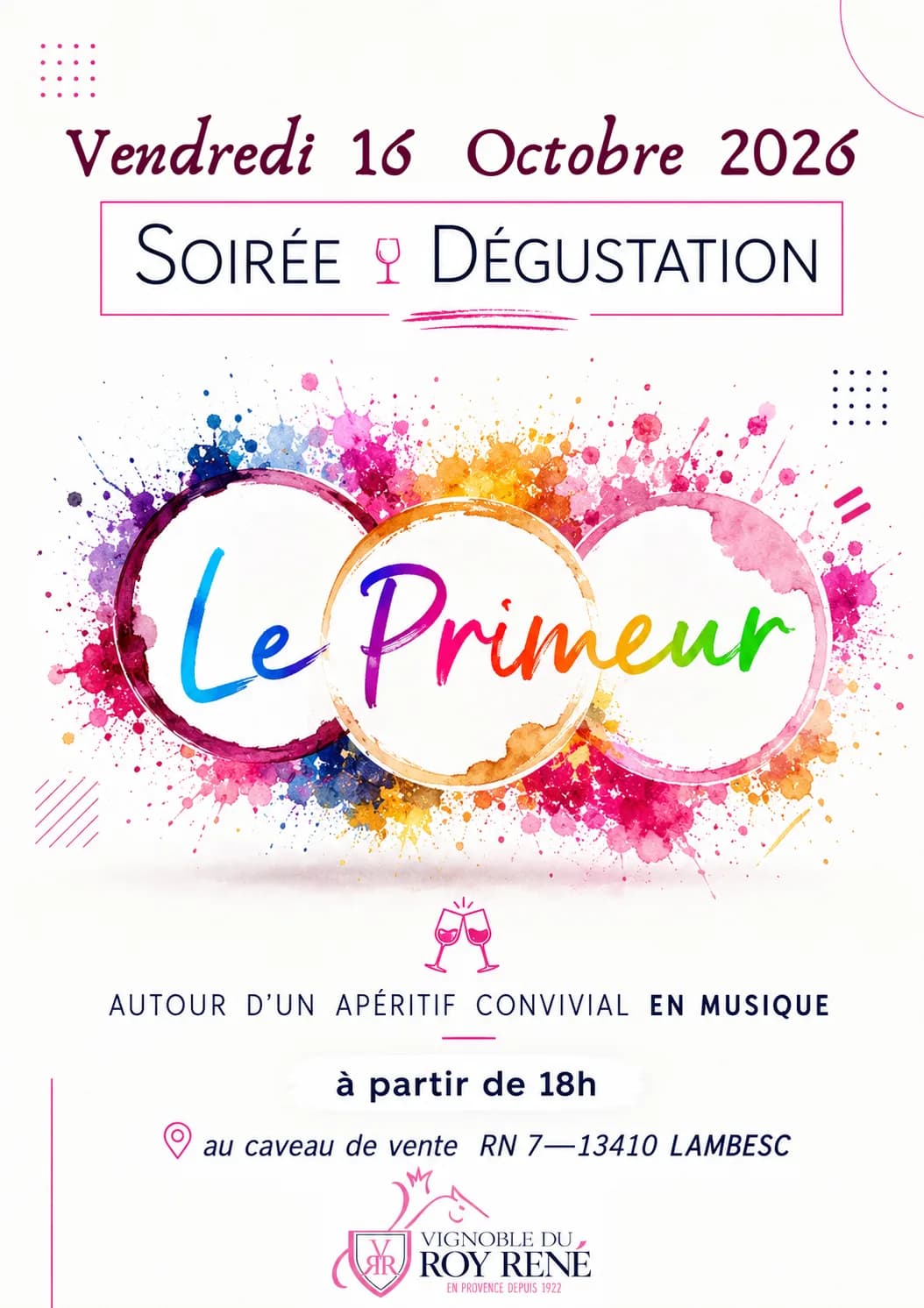 Image 1 : Soirée dégustation "Le Primeur du Roy René" au Vignoble du Roy René background