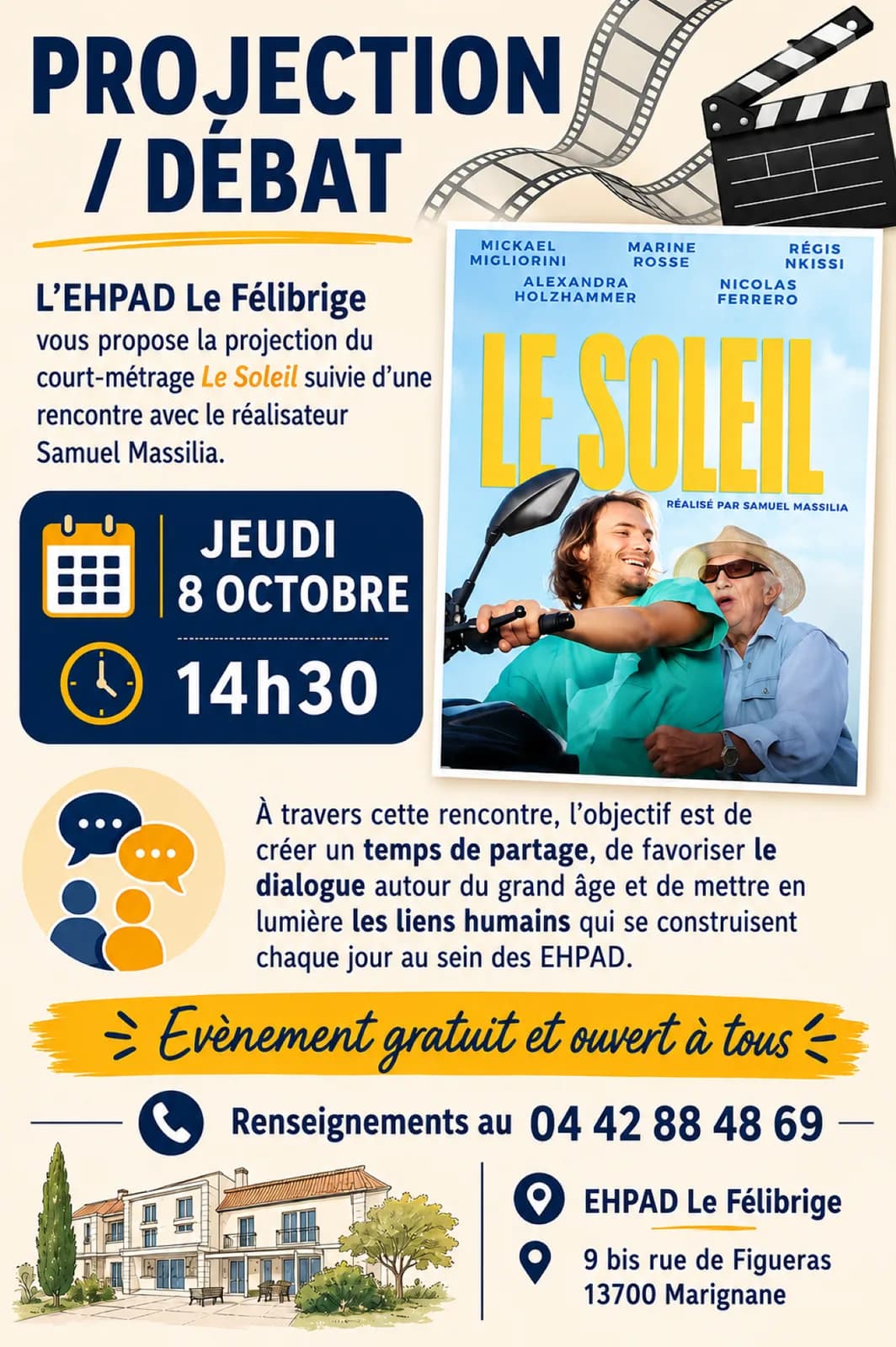 Image 1 : Projection et débat à la maison de retraite Le Félibrige background