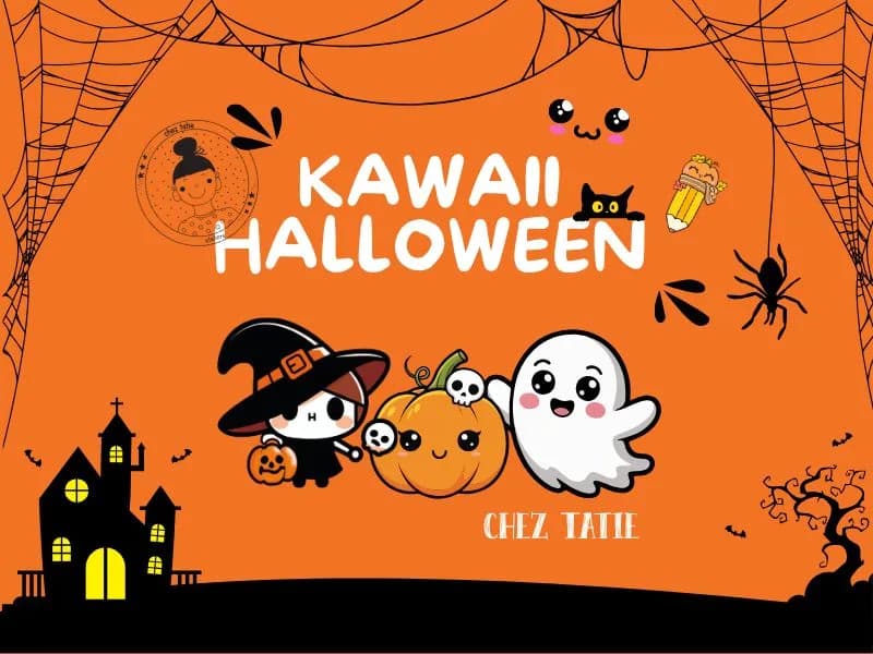 Image 1 : Chez Tatie : dessin kawaii halloween background