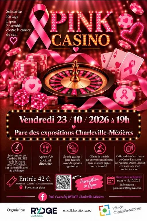 Image 2 : Conférence, soirée festive, récolte des fonds: Pink Casino background