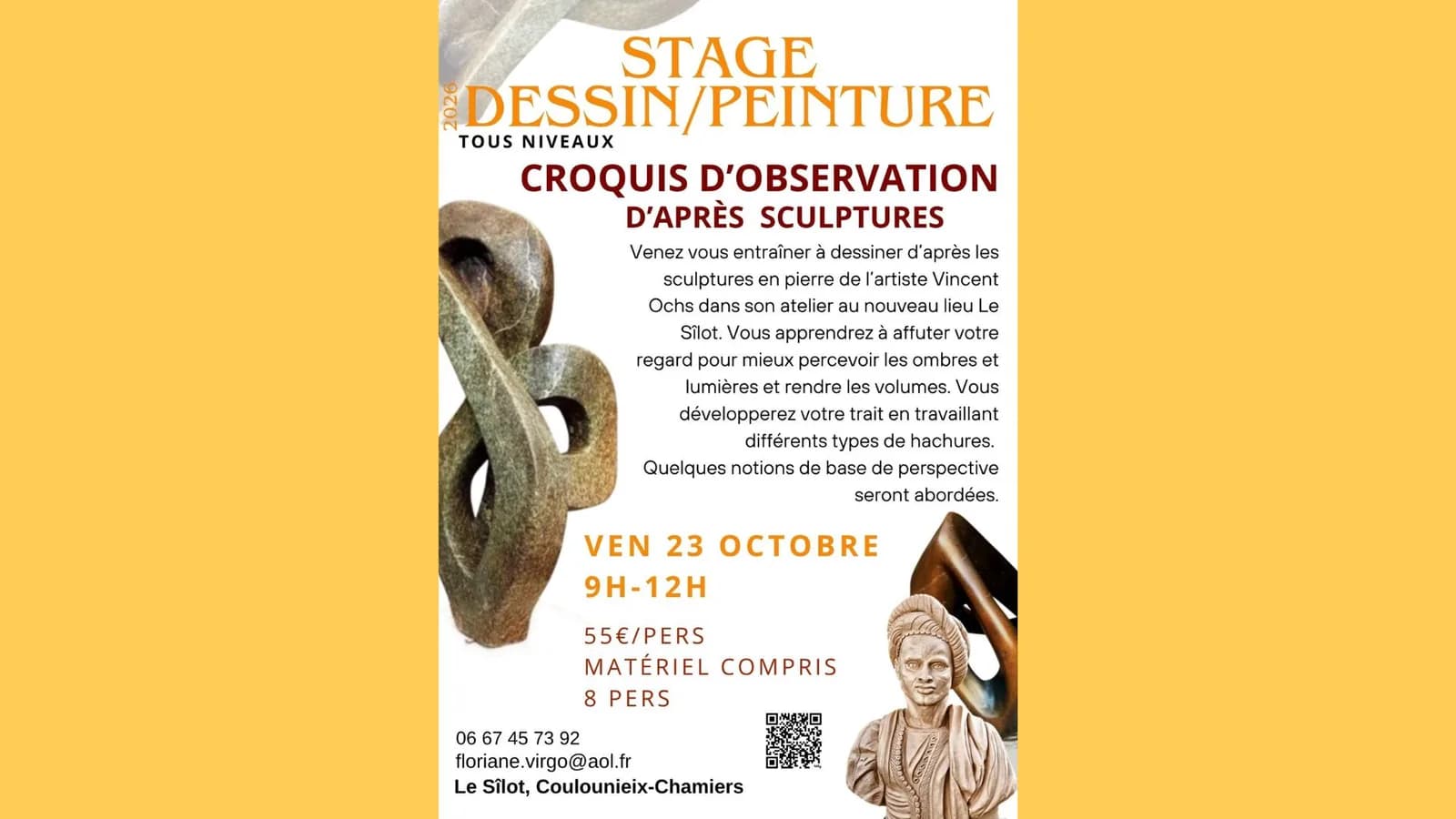 Image 1 : Croquis d'observation d'après sculpture - Stage dessin & peinture background