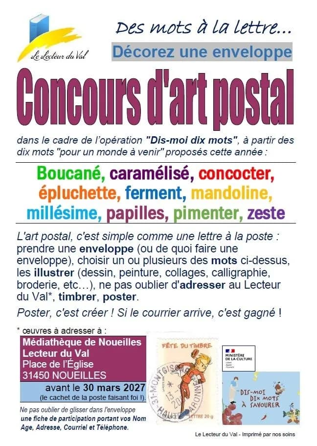 Image 1 : "DIS-MOI DIX MOTS À SAVOURER" : CONCOURS D'ART POSTAL background