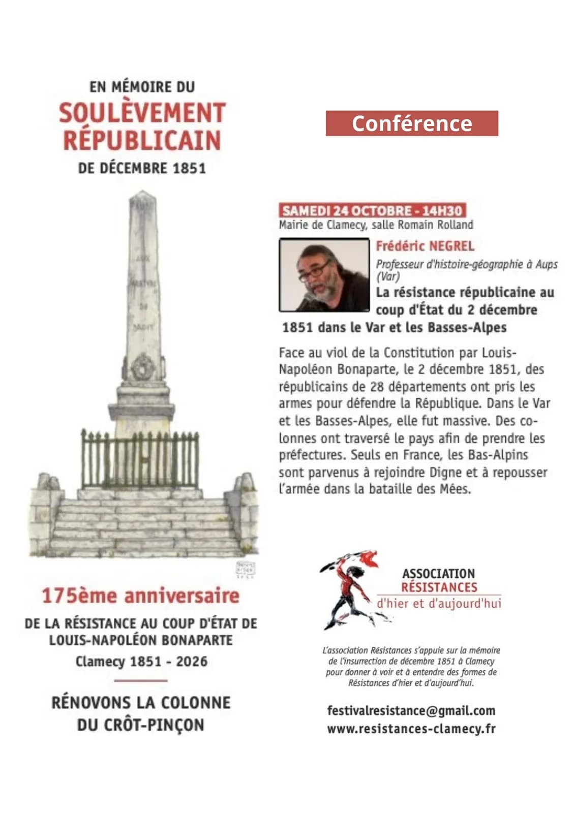 Image 1 : Conférence "La résistance républicaine au coup d'Etat du 2 décembre 1851 dans le Var et les Basses-Alpes" background