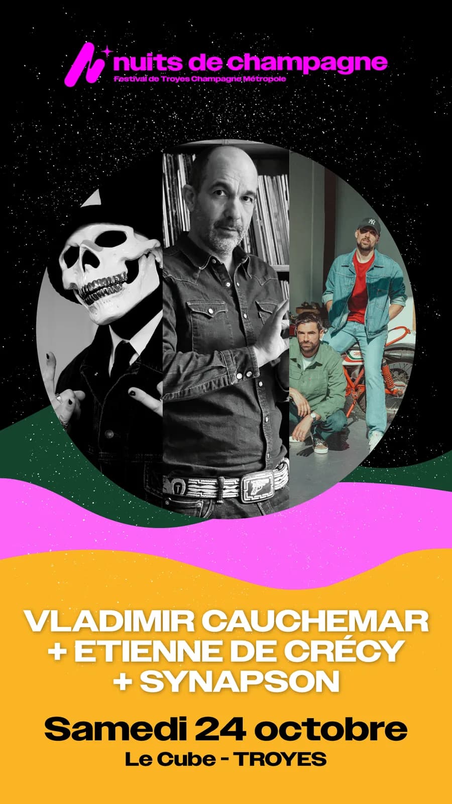 Image 1 : Vladimir Cauchemar + Etienne de Crécy + Synapson background