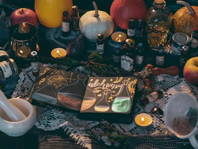 Image 1 : Potions magiques et recettes mystérieuses background