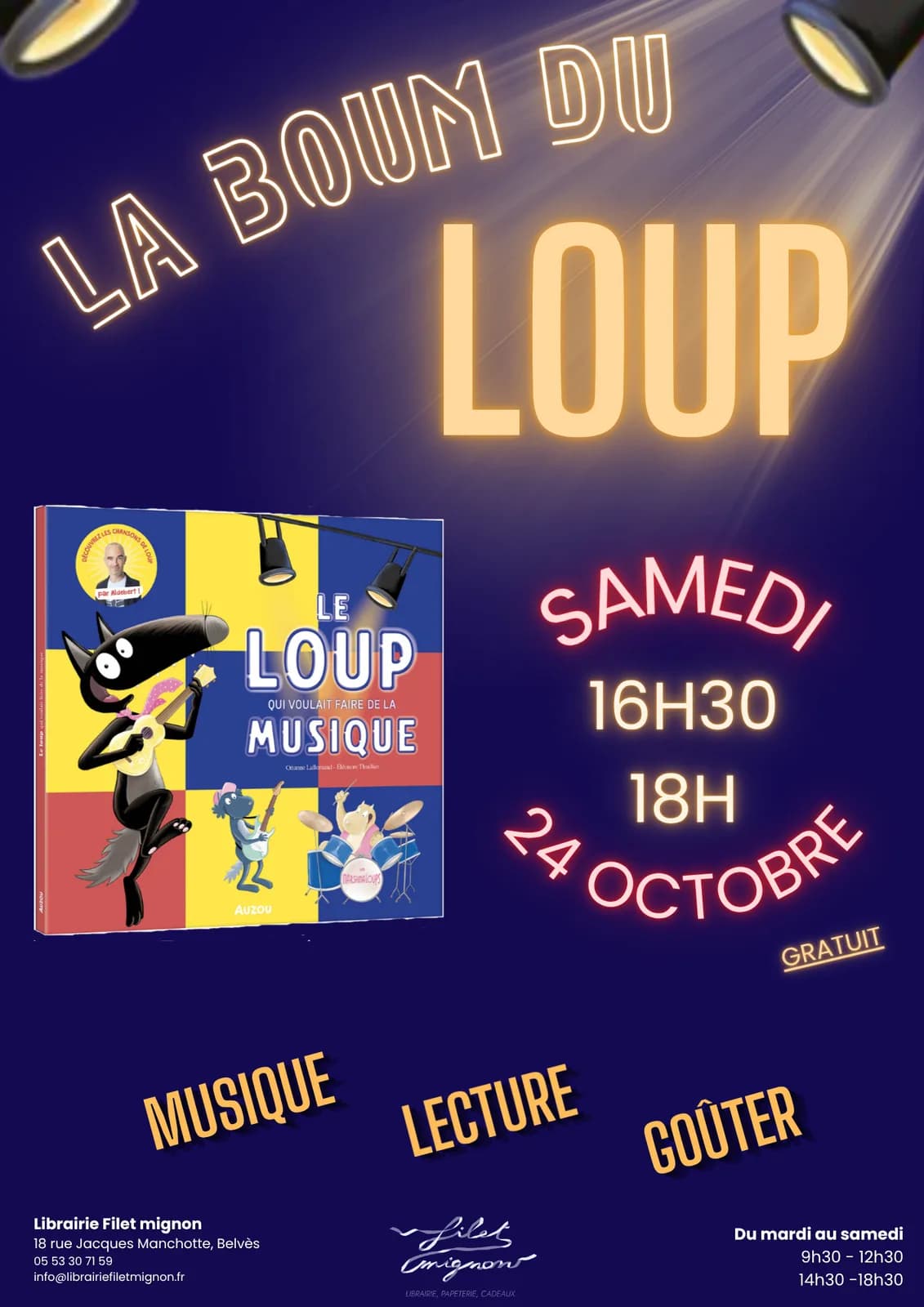 Image 1 : Boum du Loup à la librairie Filet Mignon background