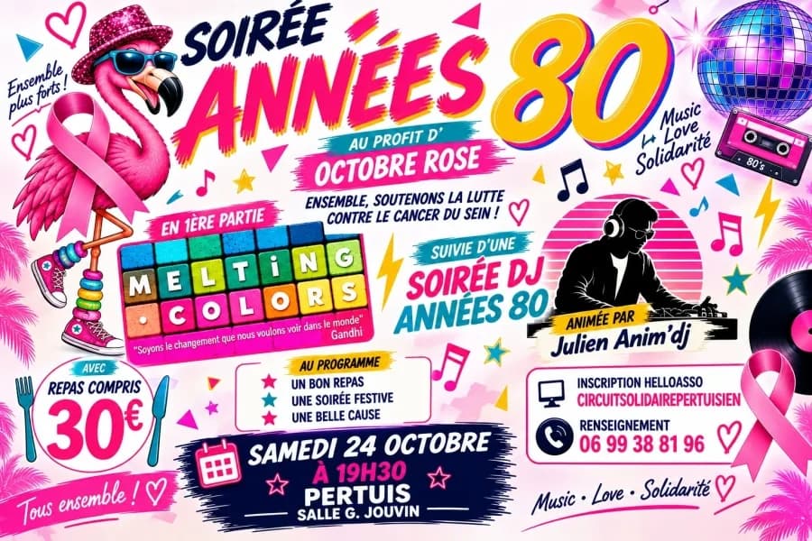 Image 2 : Soirée années 80 Octobre rose background