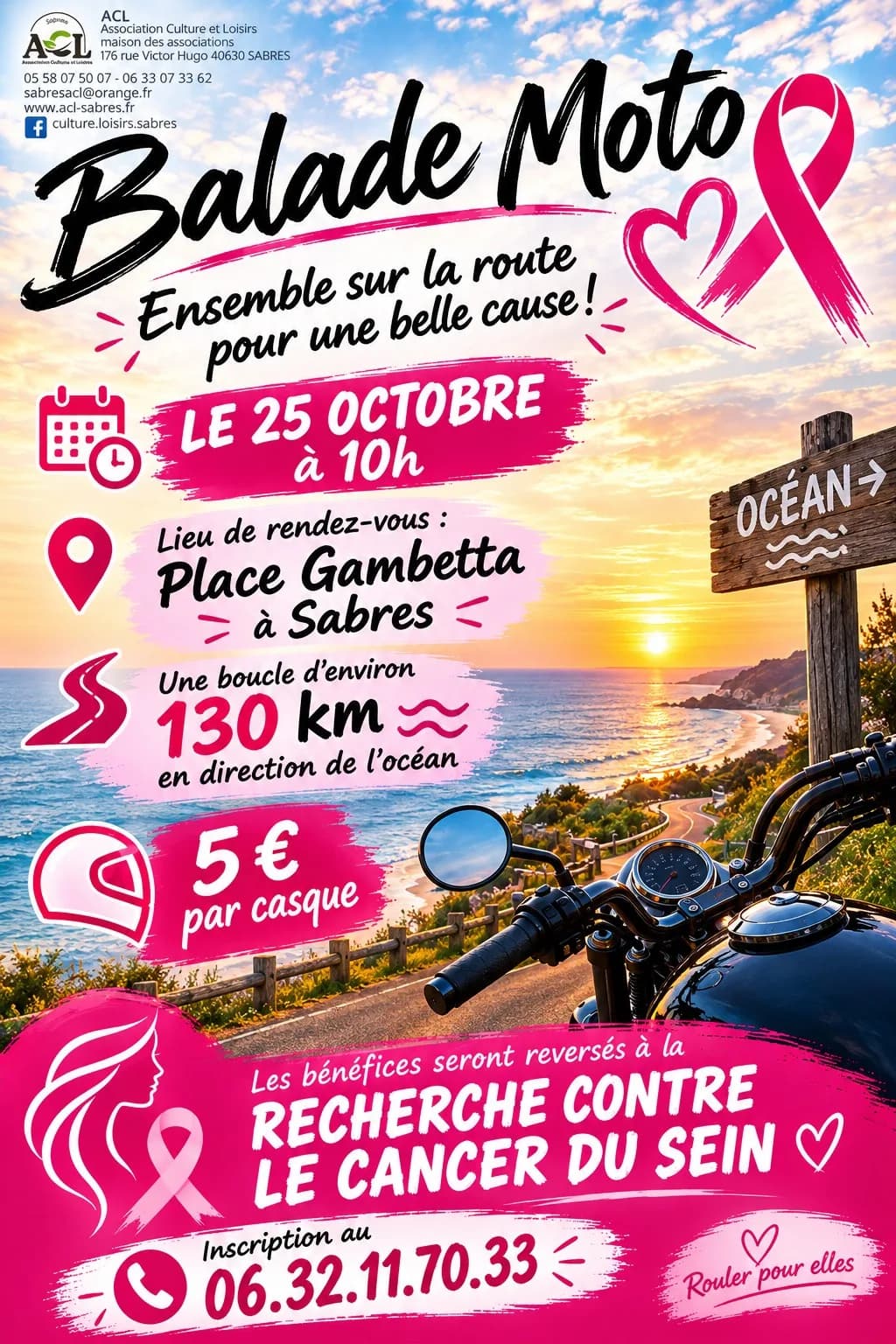 Image 1 : Sortie moto Octobre rose background