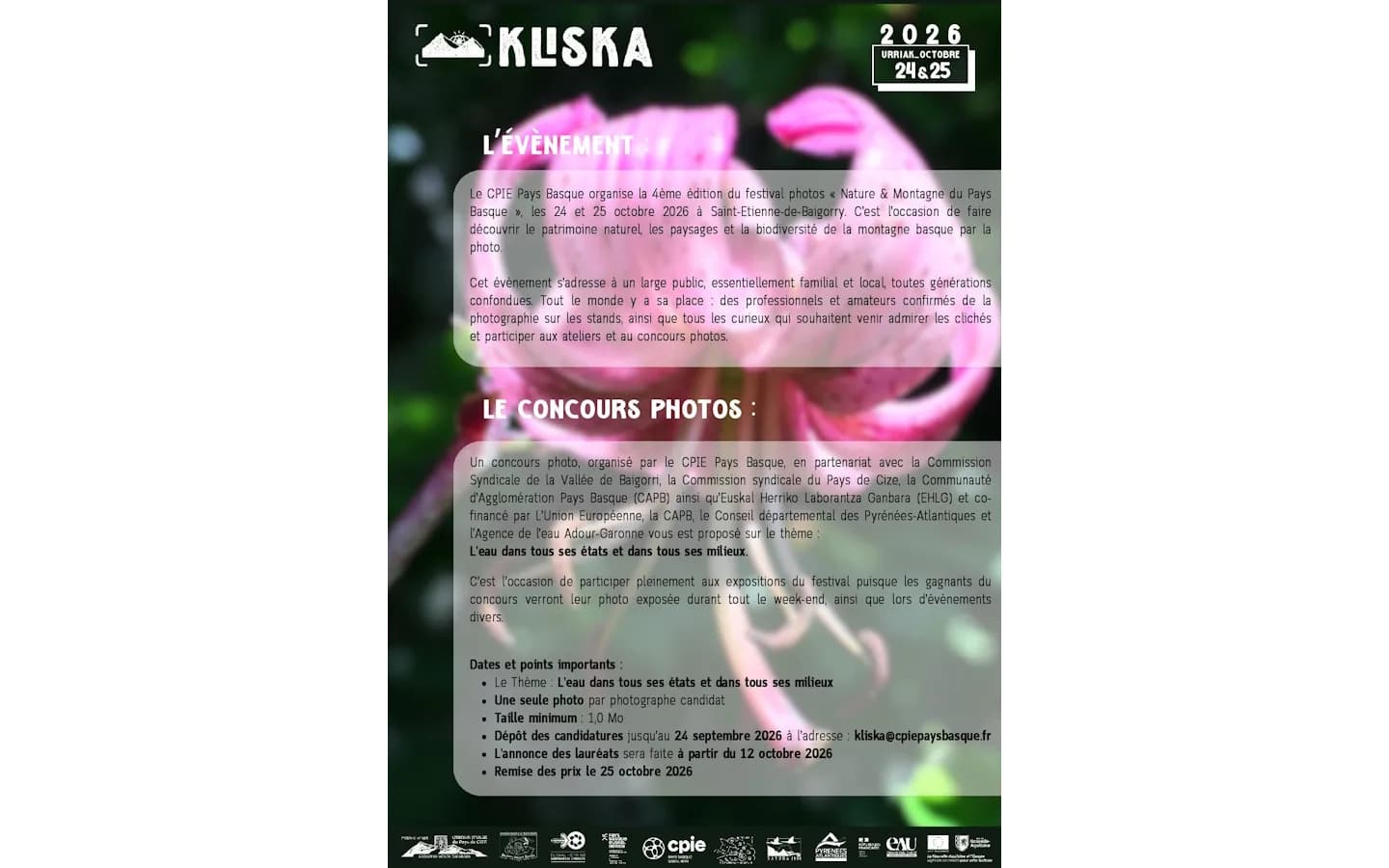 Image 3 : Festival photo Kliska " Nature et montagne du Pays Basque" background