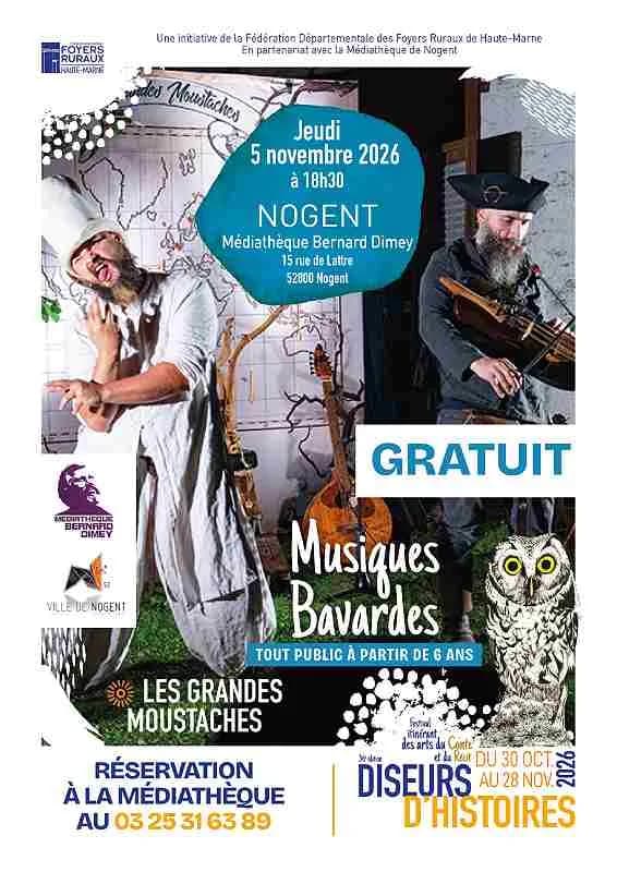 Image 1 : Spectacle musical et familial "Musiques Bavardes" des Grandes Moustaches background