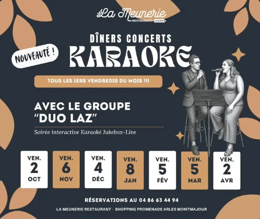 Image 1 : Soirée Dîner-Concert KARAOKÉ à la Meunerie background